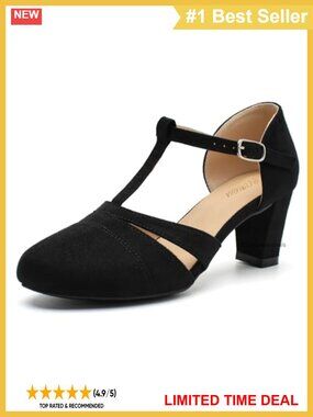T-Strap Mary Jane Pumps Round Toe Block Heel D'Orsay Dress Shoes